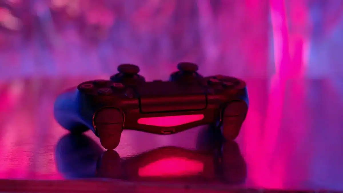 Xbox controller with vibrant cosmetic items displayed